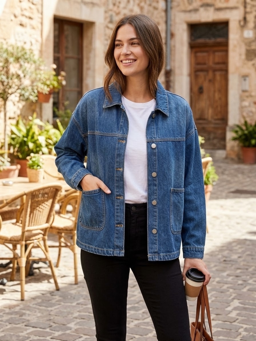 Risen Blue Denim Button-Front Jacket
